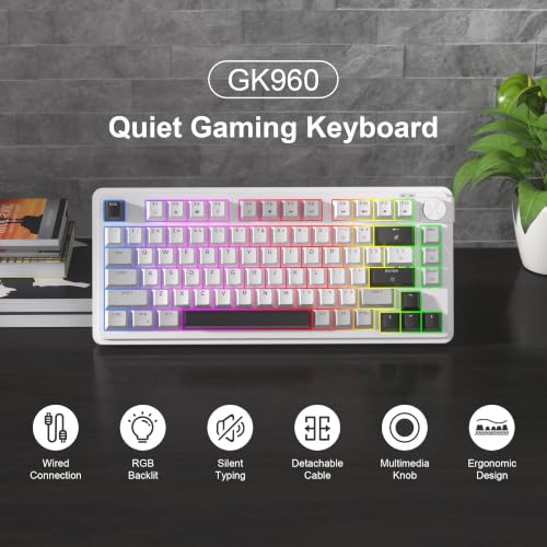 Image of MageGee 80% Gaming Keyboard, RGB Backlit Wired Mechanical Feel Keyboard with Volume Knob, 80 Keys Compact USB Keyboard, 19-Key Rollover, Multimedia Keys for PC, Computer, Laptop, Windows
