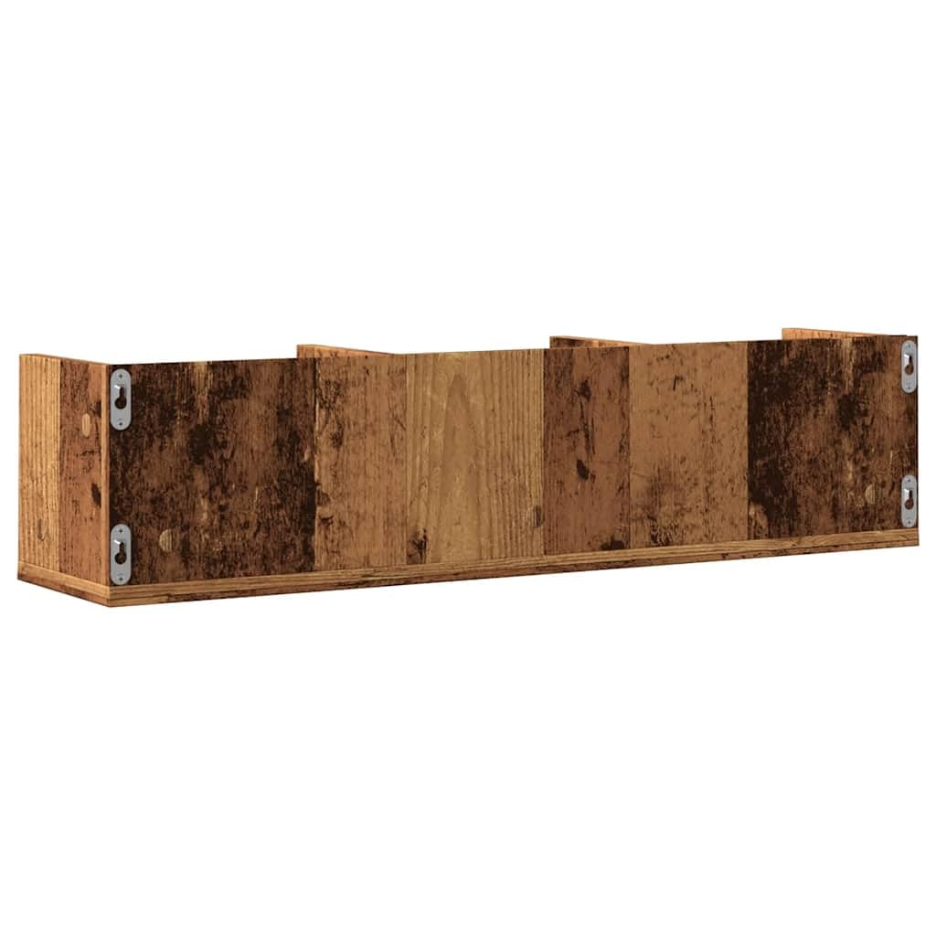 Mensola da parete per CD, effetto legno antico, 75 x 18 x 18 cm, in legno per CD, DVD, raccolta musicale, durevole, stabile, resistente all'umidità, montaggio a parete