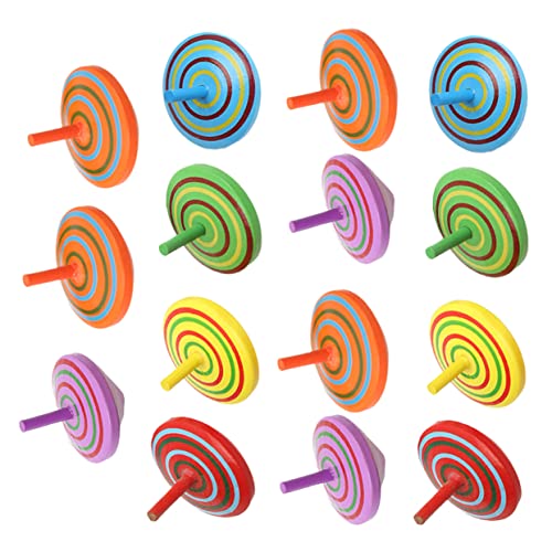 ERINGOGO 15Pcs Wooden Gyro Educational Spinning Tops for Safe and Wood Plaything to Enhance Hand Eye Coordination and Creativity