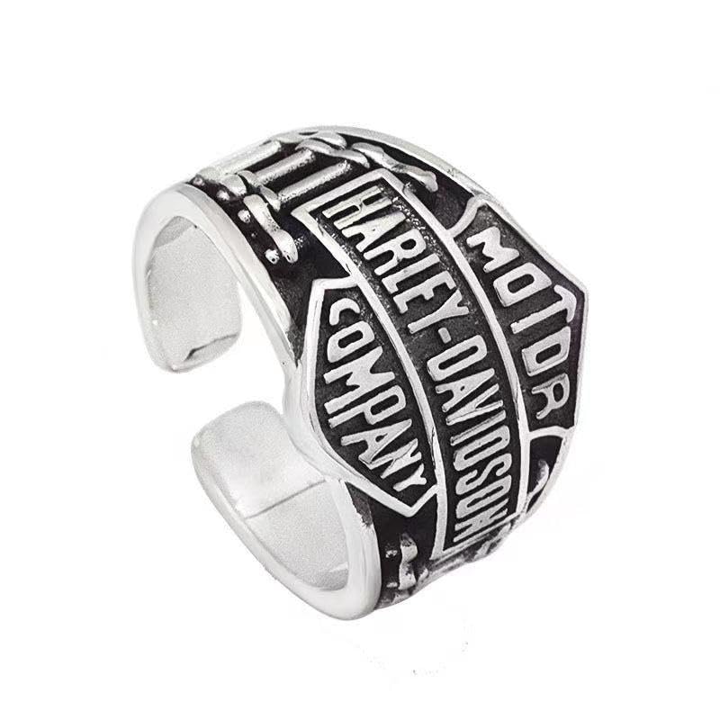YOYOYAYA Anello S925 Argento Sterling Gioielli Maschili Vento Locomotiva Harley Regolabile Retro Classic Partito Femminile Coppia Exquisite Fashion Semplicità Compleanno Commemorazione Donazione