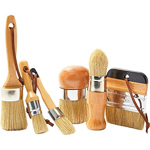 6 Pieces Chalk Paint Brush Set, Chalk Paint Brushes for Furniture, Wax