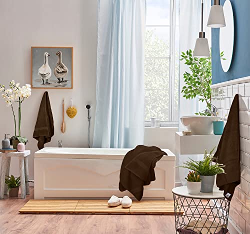 Image of Utopia Towels 8-Piece Premium Towel Set, 2 Bath Towels, 2 Hand Towels, and 4 Wash Cloths, 600 GSM 100% Ring Spun Cotton Highly Absorbent Towels for Bathroom, Gym, Hotel, and Spa (Brown)