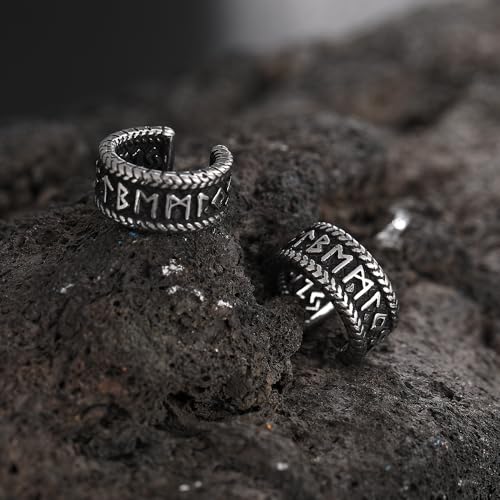 Viking Ear Cuffs Earrings, Norse Runes Non Piercing Clip on Earrings, Archaic Rune Ear Cuff for Women Men4