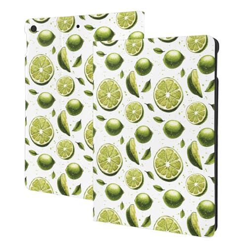 Étui iPad 9e/8e/7e génération à motif citron vert idéal pour travailler au café ou en voyage