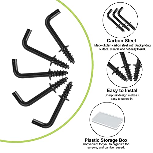 Ufurmate UF-HA1167-G-US 1/2 Inch Screw In Hooks, 150Pcs Carbon Steel Plated L Shaped Hooks Shouldered Dresser Cup Hooks Right Angle Hooks Self Tapping Screw Hooks thumb #3