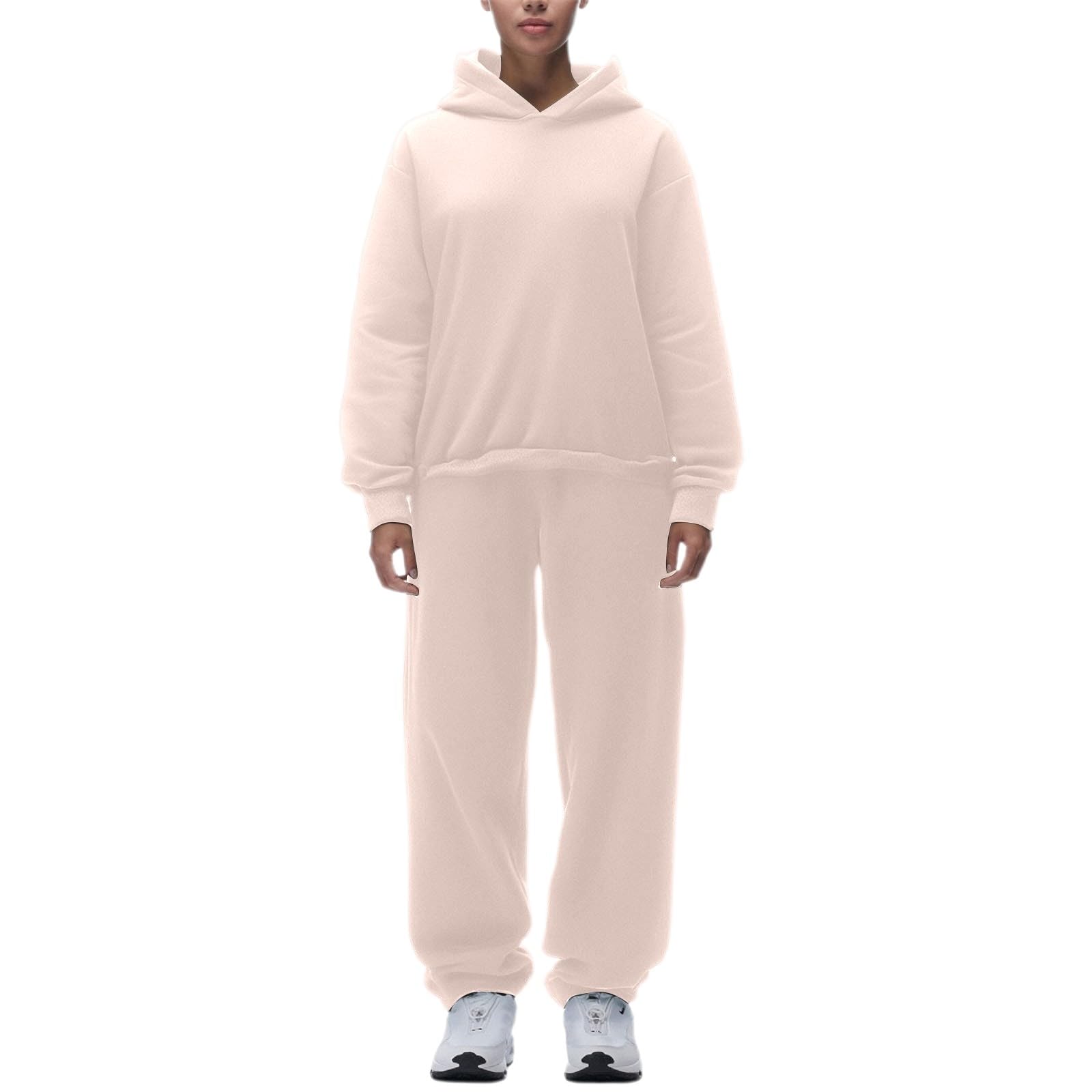 Jogginganzug Damen Festliche Hosenanzüge Damen Zweiteiler in einfarbigem Fleecefutter für den Herbst und Winter Tennis Hose