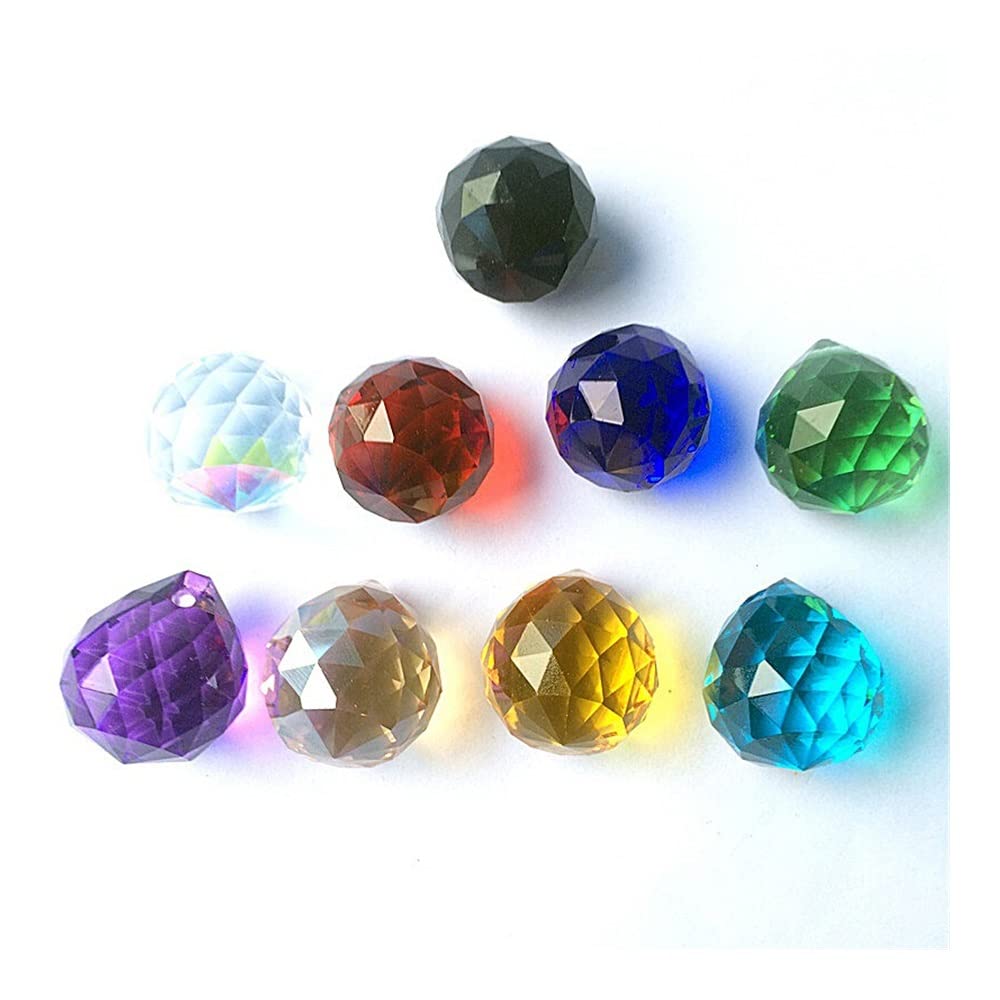 Kronleuchter Kristall Prismen Anhänger 100 Teile/los Mischfarben Kronleuchter Kugel 20mm Kristall Facettierte Kronleuchter Kugeln Schöne Glaskugel for Perlen Vorhang Anhänger Fenster Suncatchers