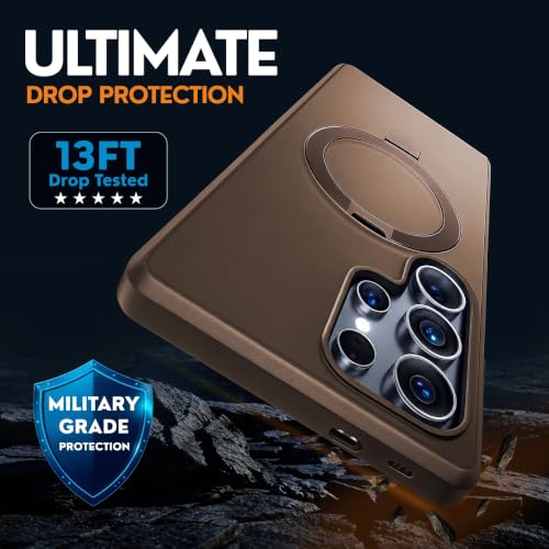 Image of AIBEX Back Cover OStand for Samsung S26 Ultra 5G MagSafe Compatible | Ring Kickstand with Magnetic Alloy Ring Metal | Wireless Charging Support | Scratch Resistant Slim | Armor Protection Case - Brown
