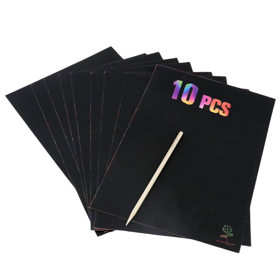 R H lifestyle DIY 10 Sheet Magic Rainbow Scratch Art Paper Cards Scraping Drawing with Stick (A4 Size) (B08N4F2L8J) Amazon Price History, Amazon Price Tracker