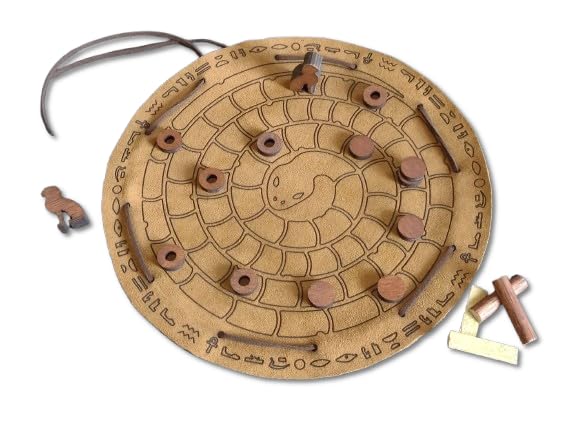 Materiali: Pelle e Legno Mehen - Gioco da Tavolo Antico Egitto - Gioco Egizio, 2-4 Giocatori - Made in Italy (Pelle)