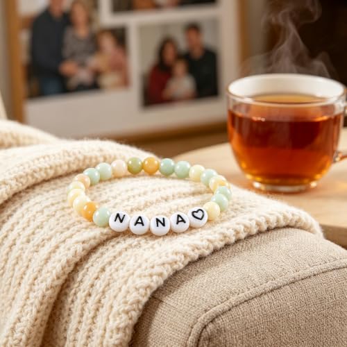 Image of Kivosliviz Nana Bracelet Beaded Gifts from Granddaughter Grandson Mothers Day Jewelry Nana Bracelet