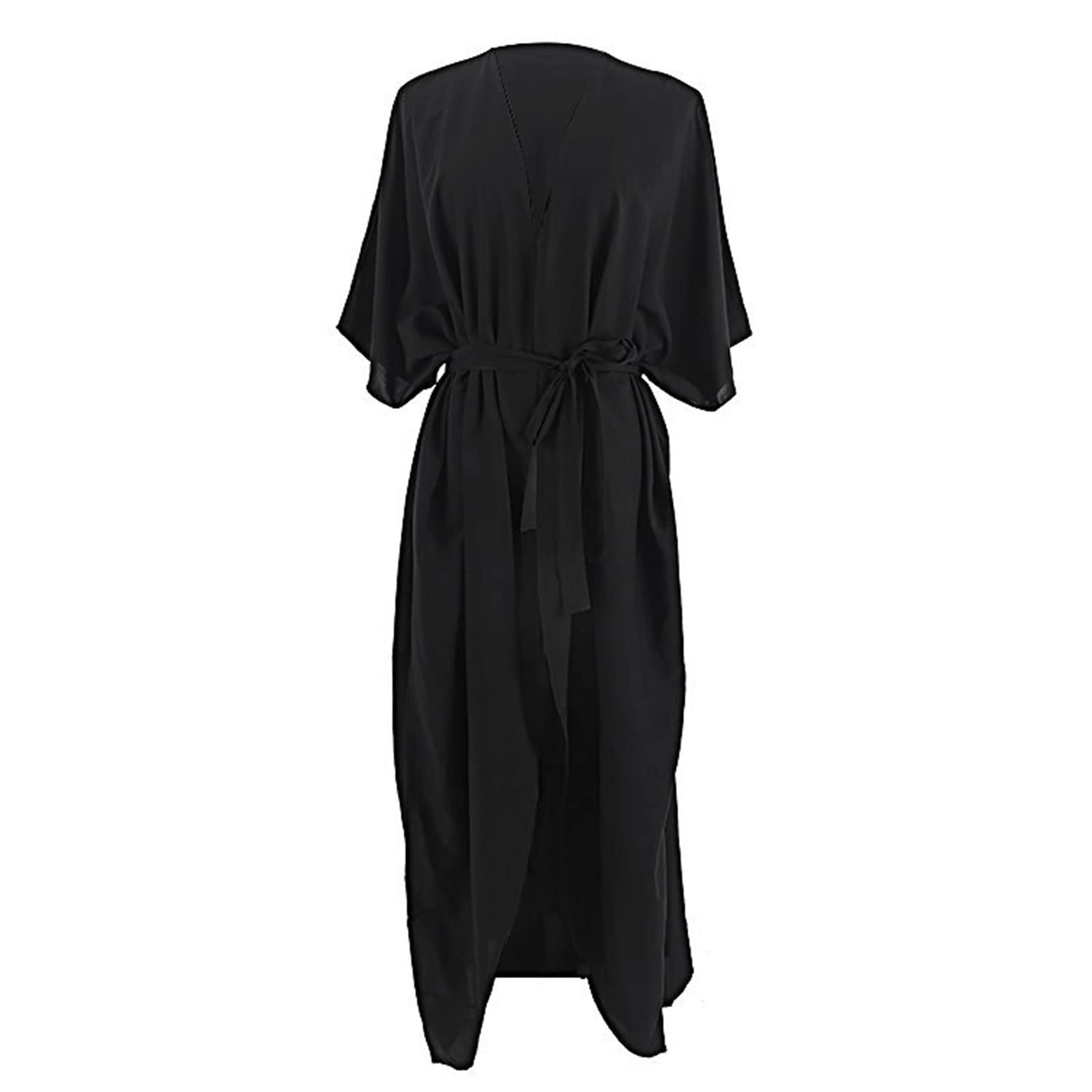 SANRLO Vestido largo de moda tipo cárdigan, bata de algodón cómoda, ropa de playa para mujer, camisón de playa, fiesta, suelto, traje de baño, kimono largo de playa, caftanes elegantes