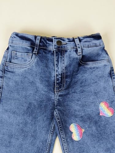 Image of KiddoPanti Girls Solid Waist Elasticated Straight Fit Jeans
