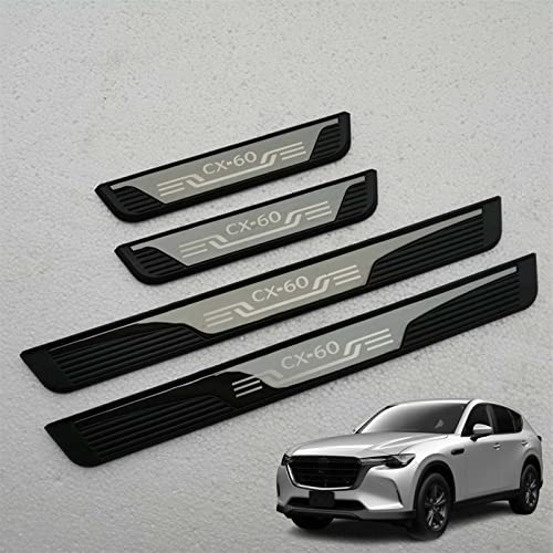 マツダ 新型CX-60/CX60 KH系 サイドステップガード 車種専用設計 ドアスカッフプレート ステンレス製 外側 スカッフプレート 傷防止 汚れ防止 簡単装着【4枚セット】