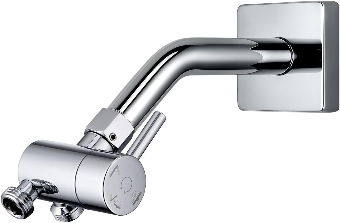 G-Promise All Metal 6-Inch Shower Arm with Flange, Wall-Mounted Stainless Steel Shower Pipe Replacement for Fixed and Handheld Shower Heads, Solid Metal High-Flow Shower Diverter Valve