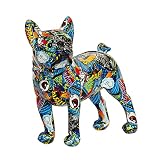 N-D Resin Colorful French Bulldog Statue Decor Figurines for Home Decor, Living Room Bedroom Office