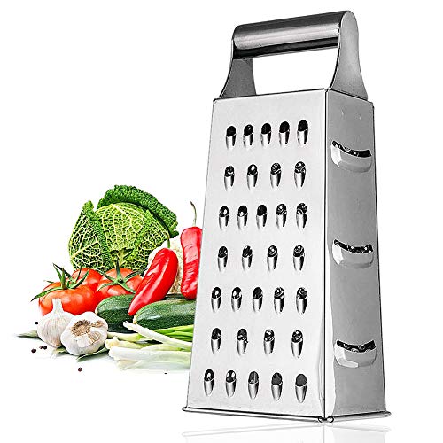 CHEPL Rallador de 4 lados de acero inoxidable,Rallador de queso,cortador de verduras,rallador cuadrado de acero inoxidable,para Verduras, Queso