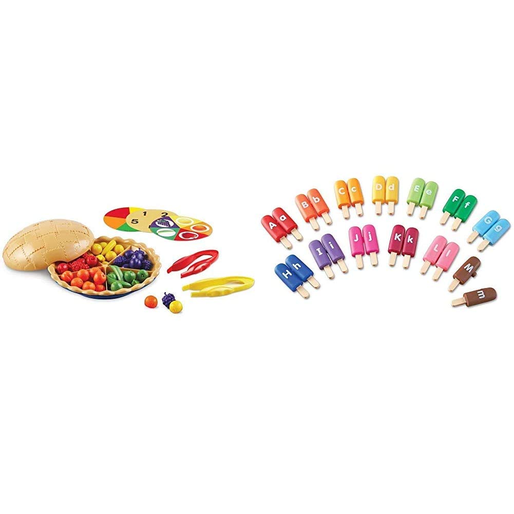 Learning Resources Super Sorting Pie, Fine Motor Toy, Early Number, Patterns, 68 Pieces & Smart Snacks Alpha Pops, Alphabet Matching & Fine Motor Skills Toy, 26 Double Sided Pieces, Ages 2+