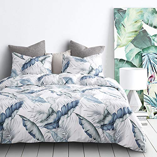 image for Wake In Cloud - Leaves Duvet Cover Set, 100% Cotton Bedding, Tropical 
