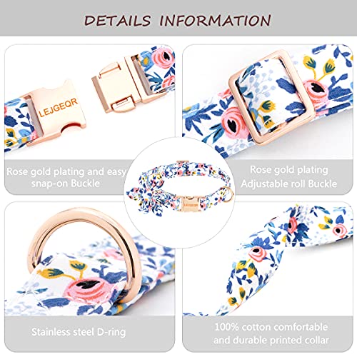 Dog Collar With Flower For Girl Dog,Puppy Collars Cute Girl Dog Collars With Safety Metal Buckle Adjustable Floral Pattern Dog Collar For Puppy Small Medium Large Dogs #TOP2