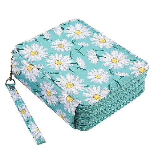 Image of Portable Colored 72 Slots Pencil case Organizer with Printing Pattern for Watercolor Pens, Pencil Case Organizer for Artist