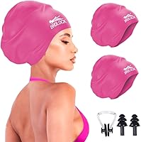 Vista 11 de Gorro de natación extra grande para trenzas y rastas, gorro de natación para mujer, trenzas de cabello largo, rastas de cabello grueso, rizado