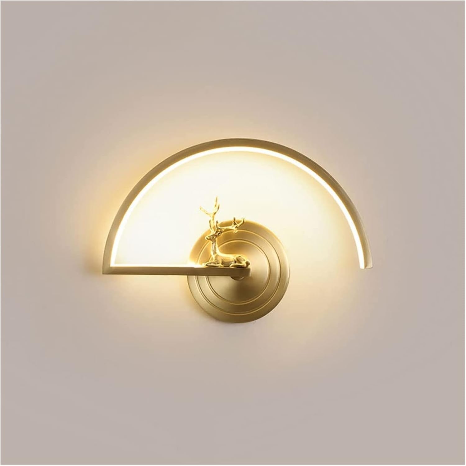ASerZenith Copper Wall Sconce Led Linear Wall Lamp In Semi-Arc Shape Geometric Brass Deer Headboard Light Fixture