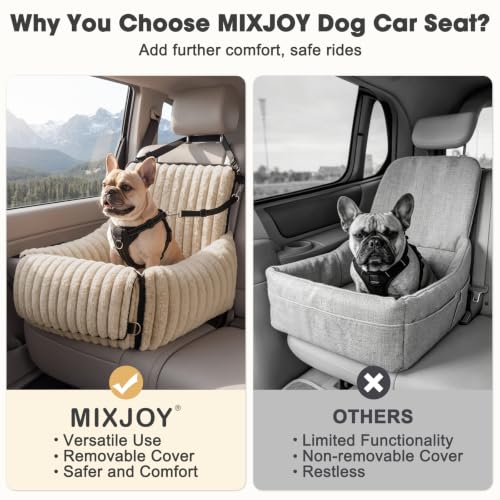 MIXJOY Dog Car Seat for Small/Medium Dogs up to 25 lbs, Multi-Functional Dog Carrier for Car with Detachable Washable Cover, Pet Travel Bed with Clip-On Safety Leash, Brown by MIXJOY - Used condition - Image 6