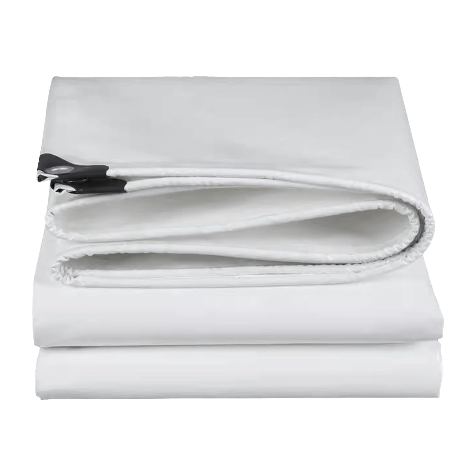 Lona multiusos reforzada blanca de 1,5 x 1,5 m con ojales inoxidables y cuerda de alta densidad