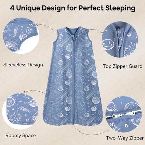 Image of Baby Sleep Sack 0-6 Months 3 Pack 100% Cotton Lightweight 0.5 TOG Wearable Blanket Baby Sleep Bag with 2-Way Zipper for Newborn Infant Green