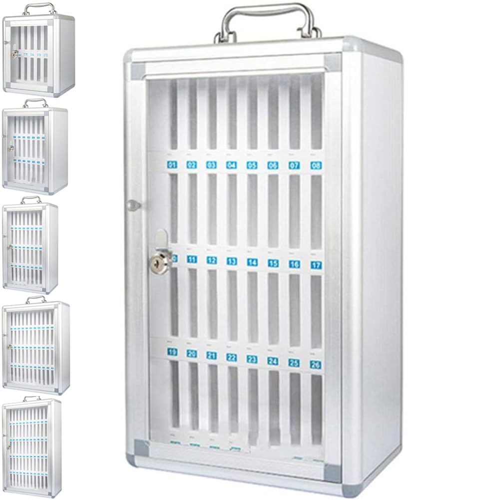 Metall Handy Aufbewahrungsschrank Safe mit Schloss 36 Holes Silber