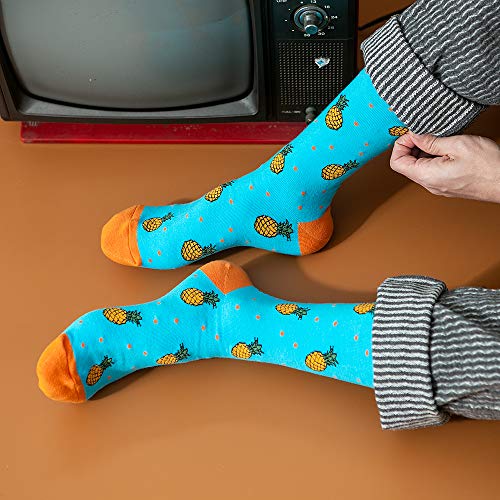 BISOUSOX Mens Dress Socks Funny Fun Colorful Crazy Funky Crew Socks for Men Novelty Happy Cotton Size 9-12