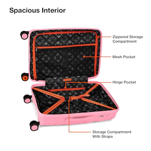 Image of Nasher Miles Paris Hard-Sided Polypropylene Luggage Set of 2 | 65cm & 75cm | 8 Wheels Medium & Large Trolley Bag for Travel | Suitcase (Pink)