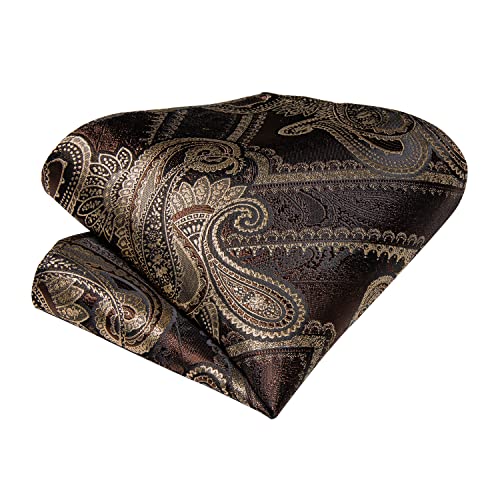 Image of DiBanGu Silk Woven Ascot Cravat with Pocket Square Set for Men | Paisley Ascot,Wrinkle-Resistant,Silky Smooth,Easy to Match,Cufflinks,Tie Ring,Wedding,Ceremonies,Party Occasions,Banquet