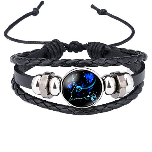 Preisvergleich Produktbild Caimeytie Kind Armschmuck Leder Wickelarmbänder Verstellbar Horoskop Sternzeichen Fische