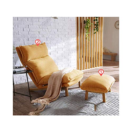 Comfortable Relaxation Rocking Chair Lounge Chair Adult Chair Anle Chair Wooden Chair Lazy Chair Armchair with Ankle-yellow