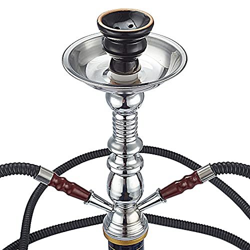 Wasserpfeife ca. 50cm Shisha Set Nargile Orientalisch Nargile Schwarz Gold-Farbig Groß 2 Anschlüsse Schläuche Schlauch… – Bild 4