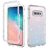 DUEDUE Galaxy S10e Case,S10e Case Clear, 3 in 1 Glitter Shockproof Drop Protection Heavy Duty Hybrid Hard PC Transparent TPU Bumper Full Body Protective Case for Samsung Galaxy S10e 5.8'' 2019,Clear