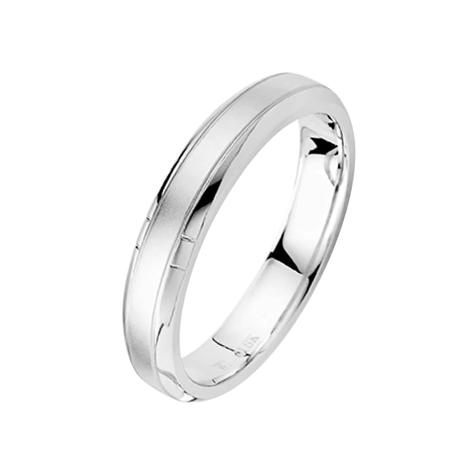Alianzas de oro blanco con diamantes, simples anillos de boda de oro real para mujer