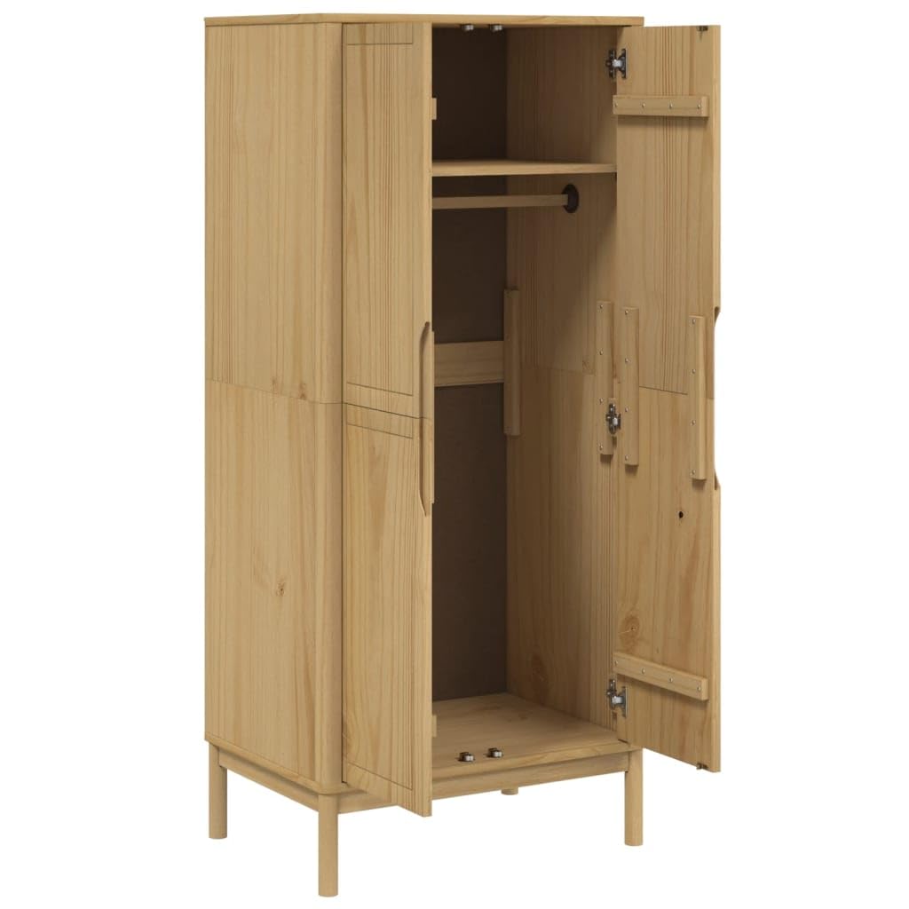 ShGaxin Szafka Floro Drewno Drewno Sosnowe Brązowe Wosk 77x53x171 cm, Szafki Sypialnia, Szafka Tkanina, Szafka Otwarta Szafa, Szafka Do Pokoju374005