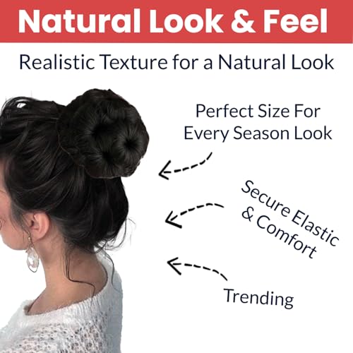 Image of TEMPERIA Hair Buns for Women - Juda Accessories For Women - Hair Buns Clip - Artificial False Fake Hair Donuts Bun Maker Extension - Black - Pack of 1