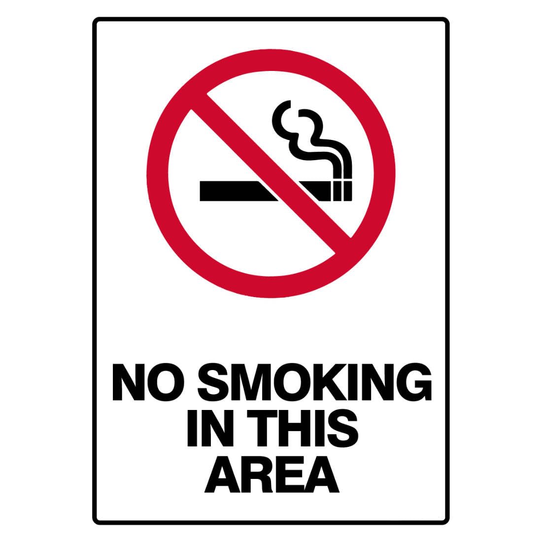 Prohibition Safety Sign - No Smoking In This Area Metal Tin Sign 8 x 12 inch for Industrial & Commercial