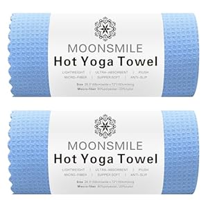 MOONSMILE 2 Pack Hot Yoga Towels for Hot Yoga Non Slip,Yoga Mats Towel Microfiber Super-Absorbent, Swim,Yoga Gear,Pilates,Yoga mat Cover