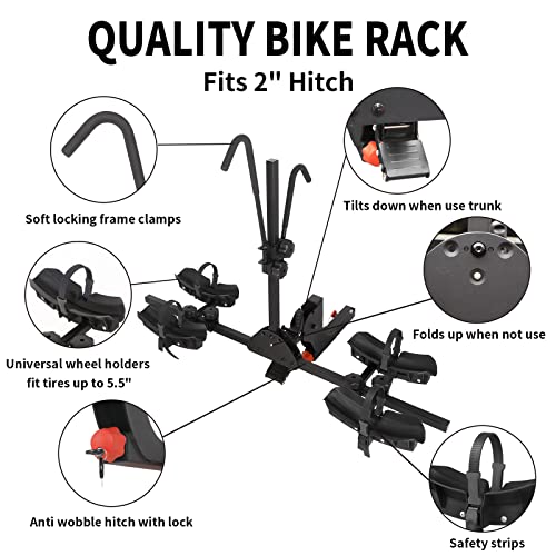 Weize CCA-1003 2 E Bike Rack Hitch Mounted, Wobble Free Smart Tilting Folding 2 Bicycle Electric Bike Racks thumb #2