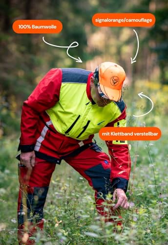 DJV Signalkappe Orange/Camo – Jagdkappe mit Tarnmuster und Signalfläche – hohe Sichtbarkeit bei der Jagd – verstellbare Kappe für Jäger und Hundeführer