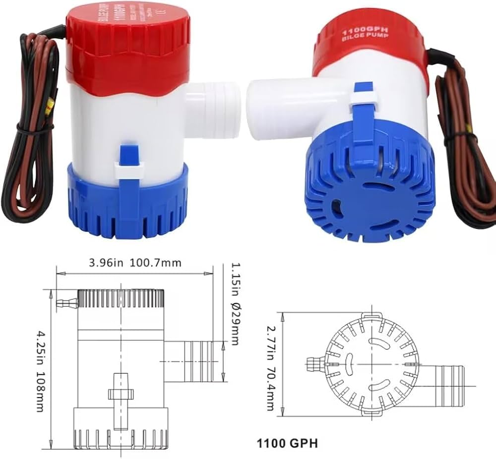ボンボ Amazon | LOOKGOU 12V 小型ビルジポンプ 1100GPH 排水ポンプ