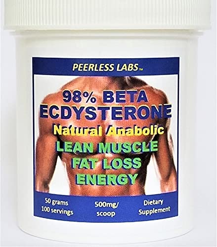 98% Beta Ecdysterone Powder, 50g - Powerful Anabolic Muscle Builder, Fat Burner - 100 Servings, 500mg - Peerless Labs