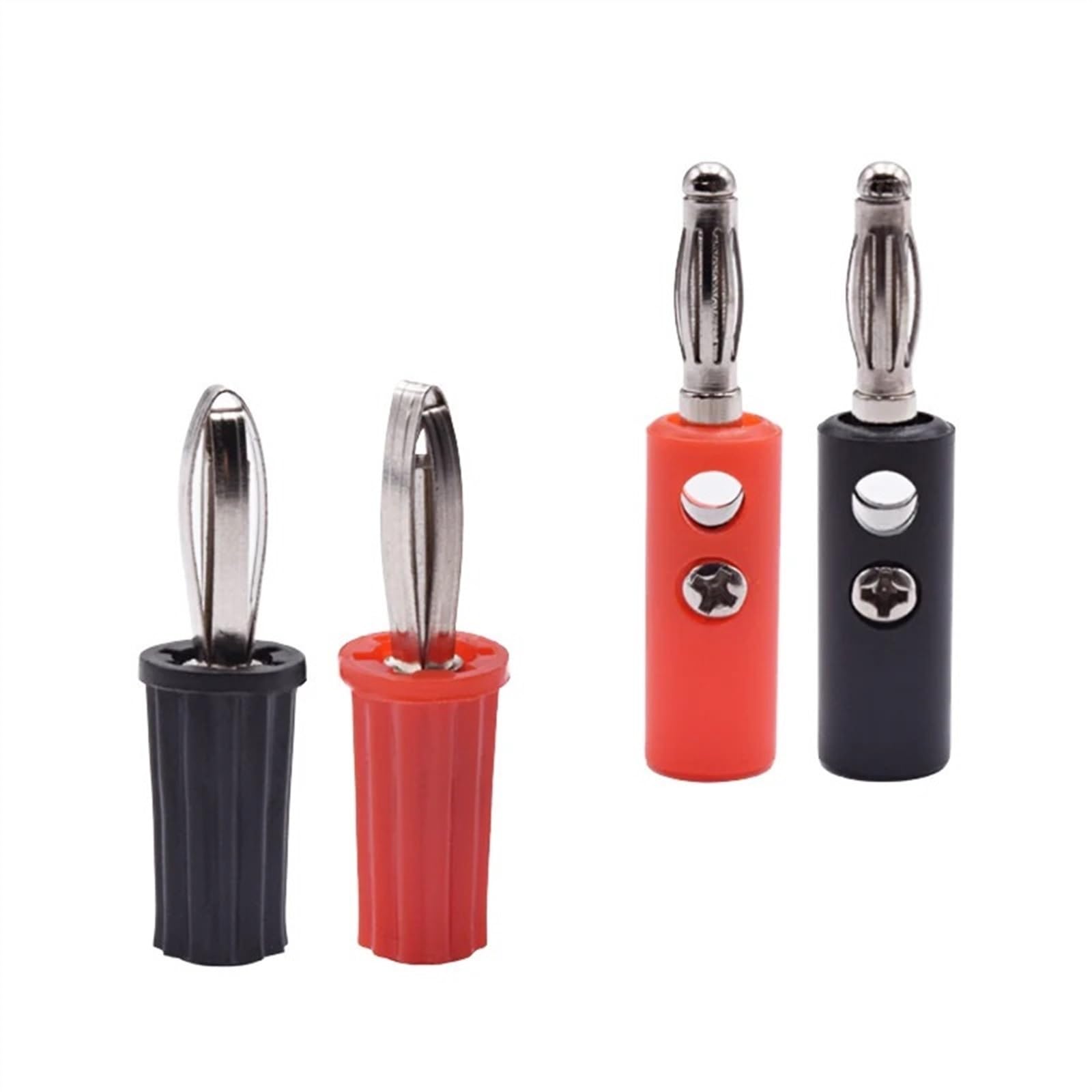 10 szt. 4 mm czerwony czarny męski żeński wtyk bananowy głośnik jack wzmacniacz adapter śruba zacisk łączniki pocztowe złącza wtykowe (kolor: 5 czerwony 5 czarny-01)