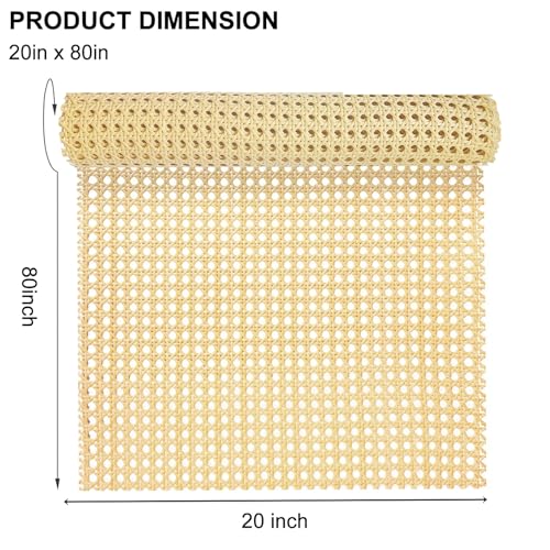 Rattan Roll,20inch Wideth Cane Webbing 6.6ft Length,Plastic Woven Open Mesh Rattan Sheet,for Caning Projects Star Anise Wide Material Cane Webbing Roll for DIY Crafts,Furniture - Image 2