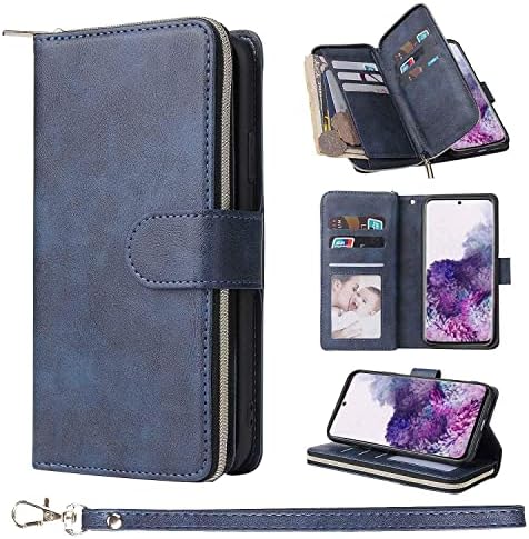 ZCDAYE Wallet Case for Samsung Galaxy S21 FE, Premium[Magnetic Closure] [Zipper Pocket] Folio PU Leather Flip Cover with 9 Card Slots Kickstand for Samsung S21 FE- Rose Gold